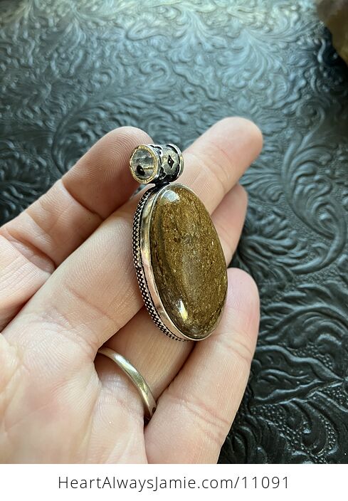 Natural Bronzite Crystal Stone Jewelry Pendant with Hearts - #tmKdd9dAoyk-3