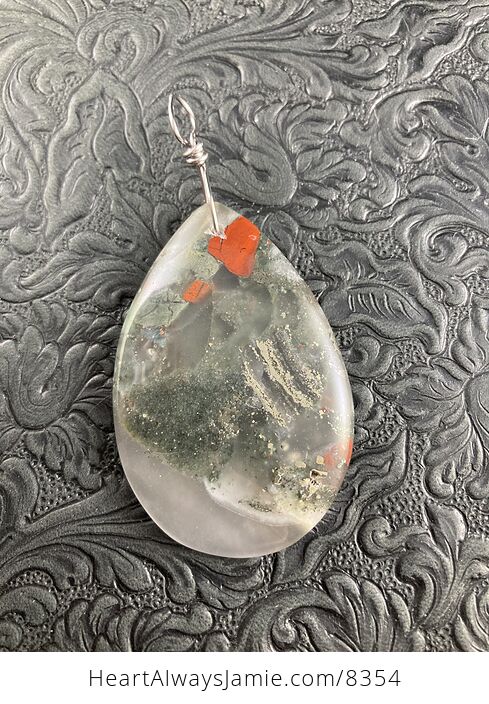 Natural Cherry Orchard Jasper with Pyrite Stone Jewelry Pendant - #PmnADHRIPNA-1