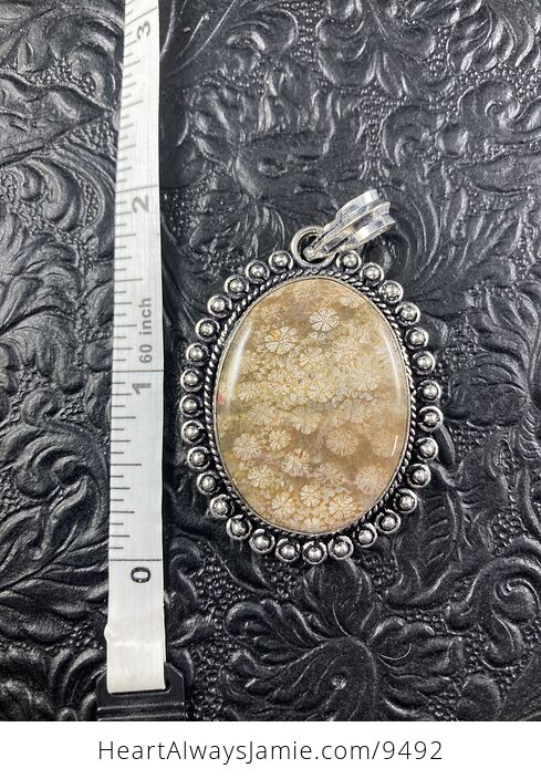Natural Chrysanthemum Coral Fossil Crystal Stone Jewelry Pendant - #UQHFyVnPj9A-2