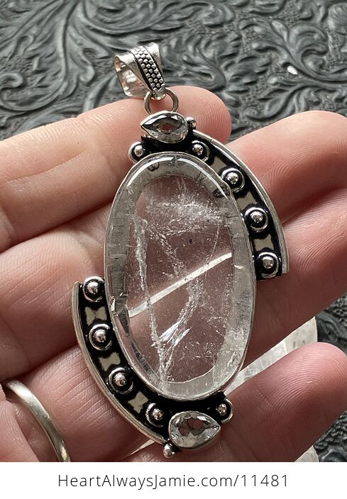 Natural Clear Quartz Crystal Stone Jewelry Pendant - #LZIr7XcpcUY-1