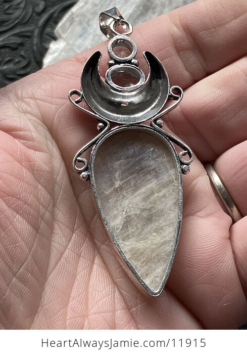 Natural Cream Moonstone and Faceted Blue Topaz Witchy Mustic Lunar Crystal Stone Jewelry Pendant - #yZqlqx8cXfc-4