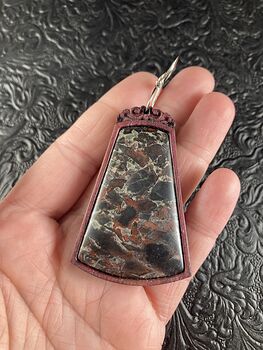 Natural Flame Jasper Stone and Wood Crystal Gemstone Jewelry Pendant Mini Art Ornament #RGqtmzSYTQY