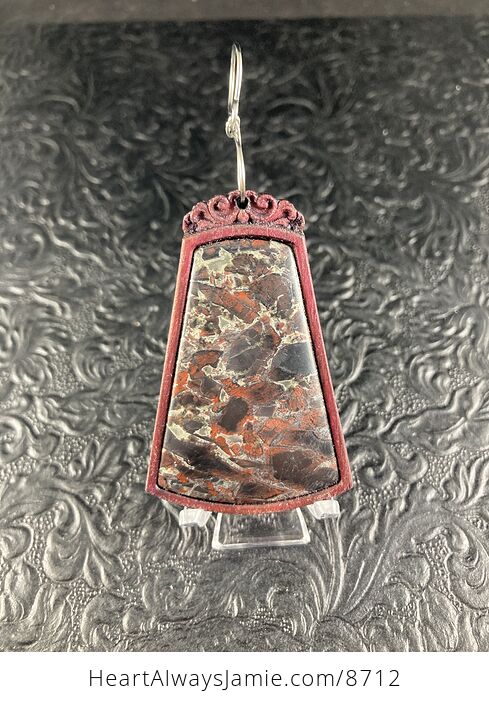Natural Flame Jasper Stone and Wood Crystal Gemstone Jewelry Pendant Mini Art Ornament - #RGqtmzSYTQY-6