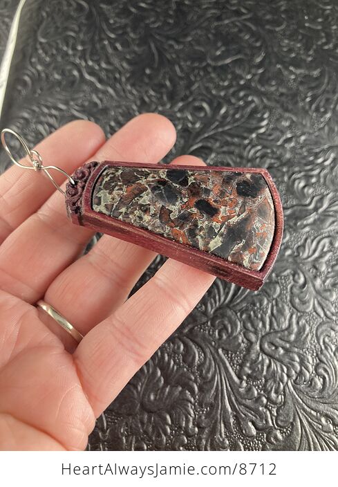 Natural Flame Jasper Stone and Wood Crystal Gemstone Jewelry Pendant Mini Art Ornament - #RGqtmzSYTQY-3