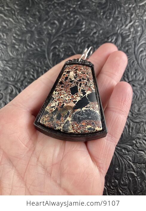 Natural Flame Jasper Stone and Wood Crystal Gemstone Jewelry Pendant Mini Art Ornament - #ro6blt2Cqik-2