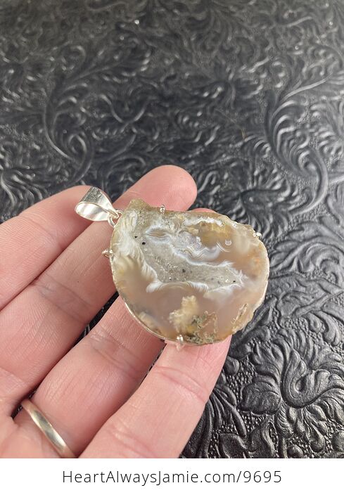 Natural Geode Agate Crystal Jewelry Pendant - #PSD7HoR9FA8-2