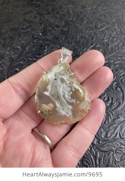 Natural Geode Agate Crystal Jewelry Pendant - #PSD7HoR9FA8-1