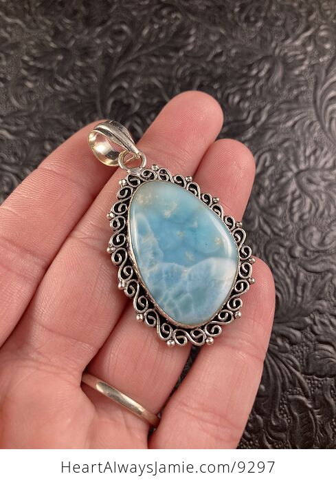 Natural Gorgeous Blue Larimar Crystal Stone Jewelry Pendant - #HDAmaJElic8-5