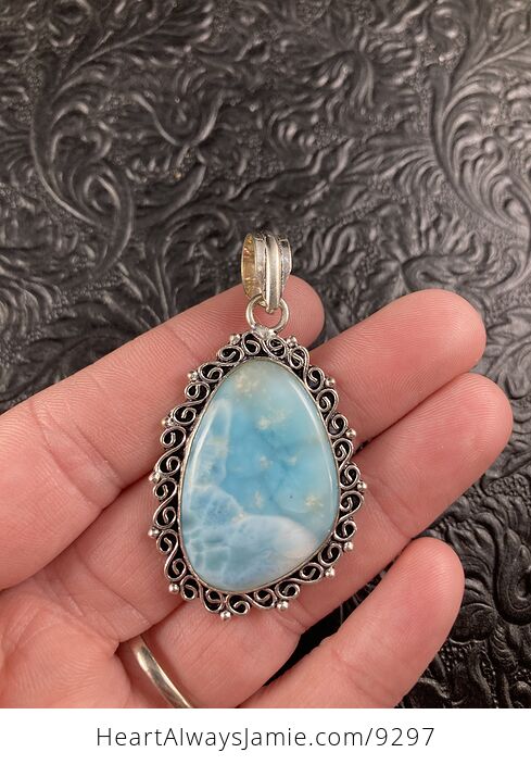 Natural Gorgeous Blue Larimar Crystal Stone Jewelry Pendant - #HDAmaJElic8-2