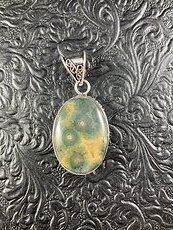Natural Green and Orange Ocean Jasper Oj Crystal Stone Jewelry Pendant #0oTeAH0SRc0