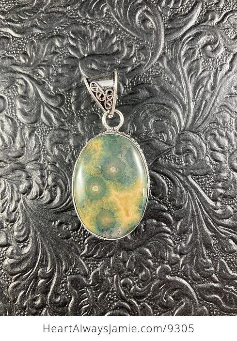 Natural Green and Orange Ocean Jasper Oj Crystal Stone Jewelry Pendant - #0oTeAH0SRc0-1