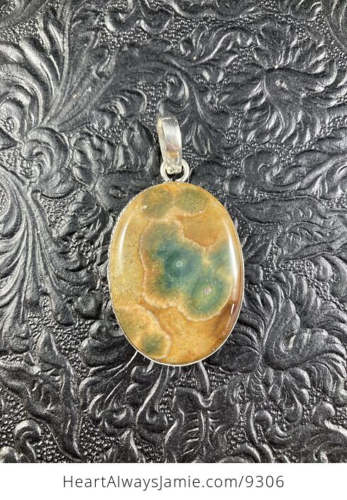 Natural Green and Orange Ocean Jasper Oj Crystal Stone Jewelry Pendant - #ujYcr7GkmqQ-1