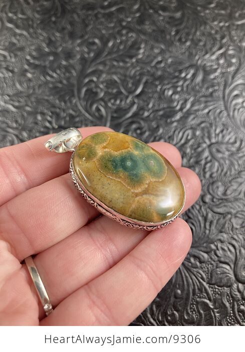 Natural Green and Orange Ocean Jasper Oj Crystal Stone Jewelry Pendant - #ujYcr7GkmqQ-5
