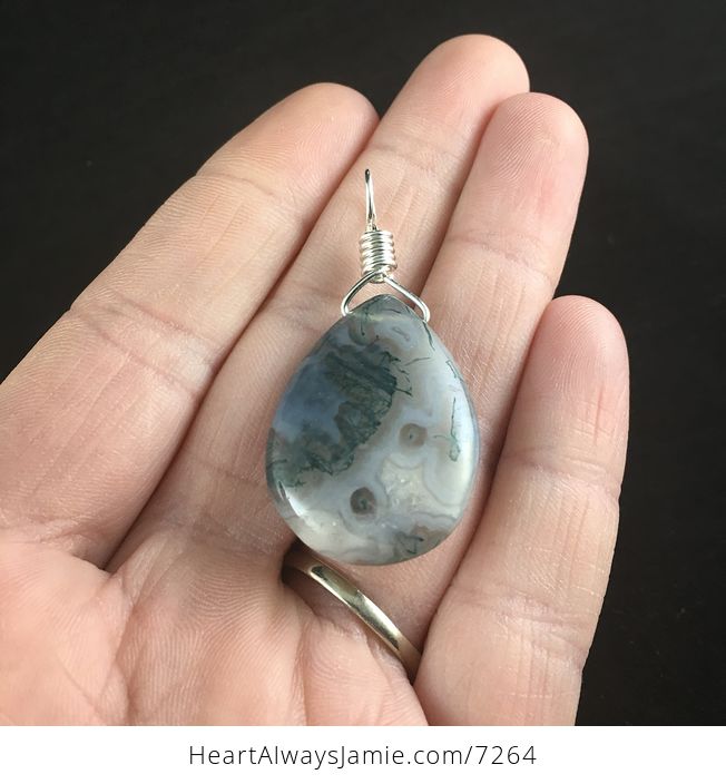 Natural Green and White Moss Agate Stone Jewelry Pendant - #4qG12A4GtdM-2