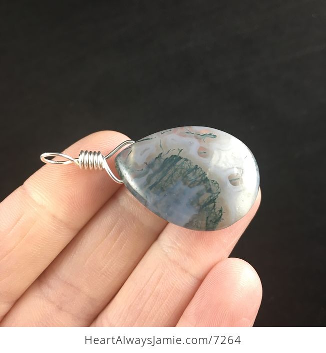 Natural Green and White Moss Agate Stone Jewelry Pendant - #4qG12A4GtdM-4