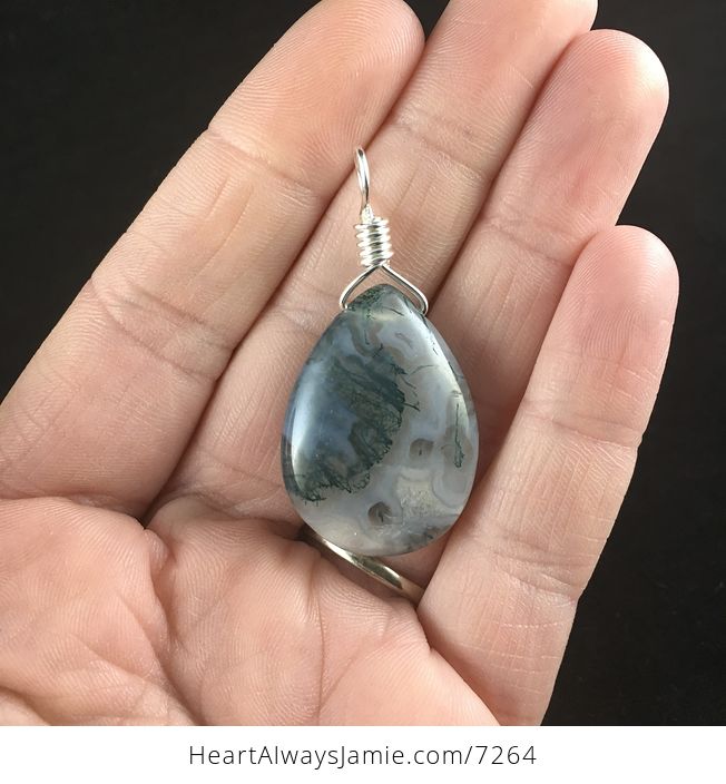 Natural Green and White Moss Agate Stone Jewelry Pendant - #4qG12A4GtdM-1