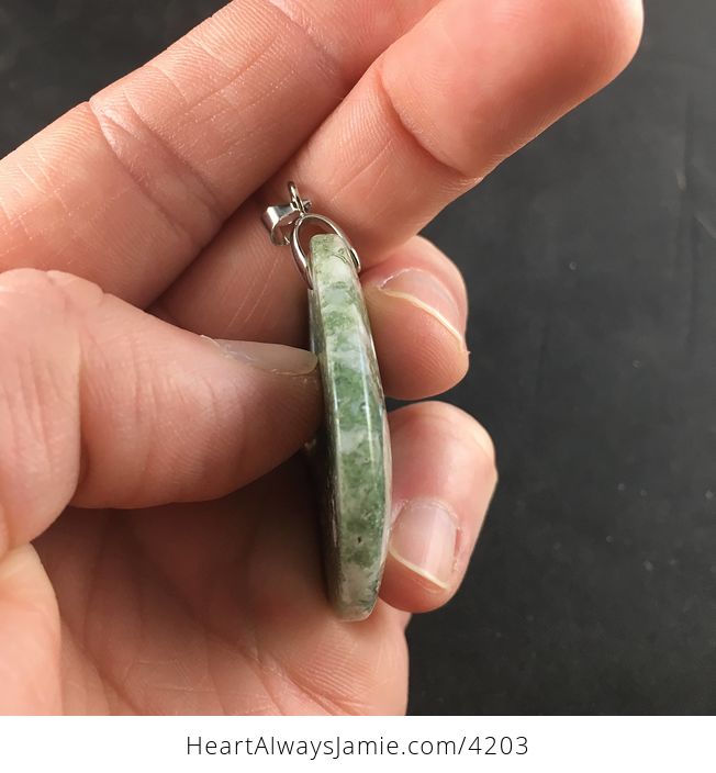 Natural Green and White Moss Agate Stone Pendant Necklace - #me8dSnu8NRo-2