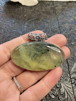 Natural Green Prehnite with Epidote Crystal Stone Jewelry Pendant #aRDKyskEKzY