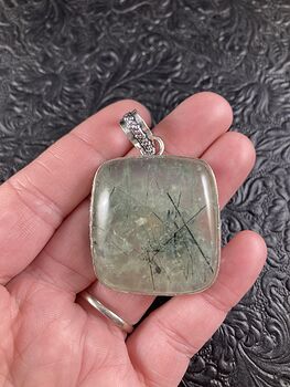 Natural Green Prehnite with Epidote Crystal Stone Jewelry Pendant #vKLyKd8K8Y4