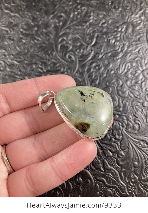 Natural Green Prehnite with Epidote Crystal Stone Jewelry Pendant - #FDifaYUu0fI-6