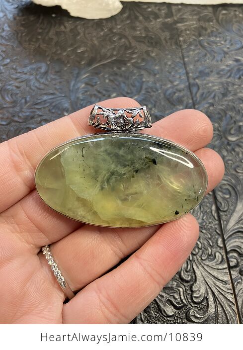 Natural Green Prehnite with Epidote Crystal Stone Jewelry Pendant - #aRDKyskEKzY-1
