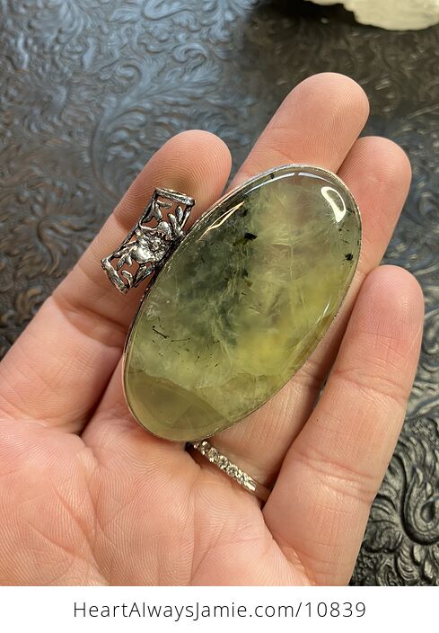 Natural Green Prehnite with Epidote Crystal Stone Jewelry Pendant - #aRDKyskEKzY-3