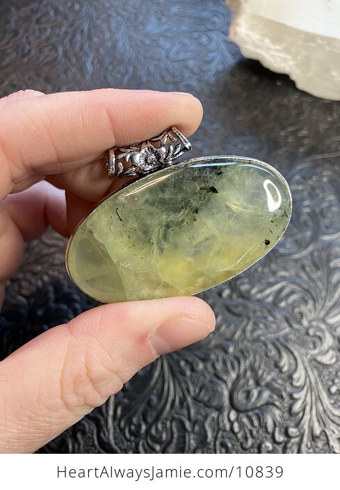 Natural Green Prehnite with Epidote Crystal Stone Jewelry Pendant - #aRDKyskEKzY-7