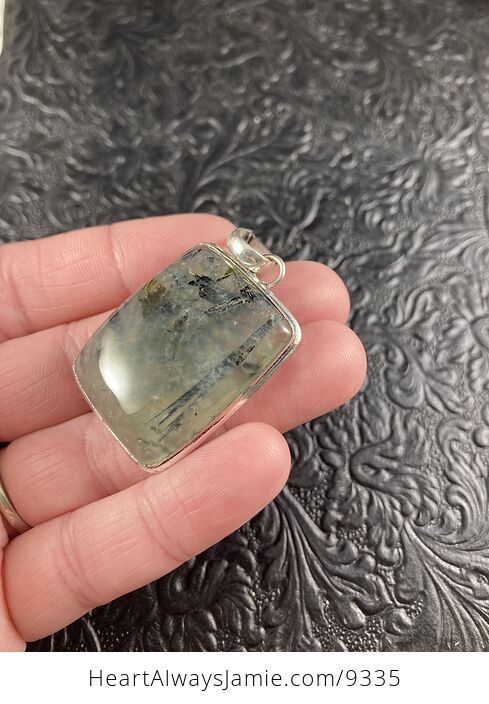 Natural Green Prehnite with Epidote Crystal Stone Jewelry Pendant - #uorzLdKrYf4-4