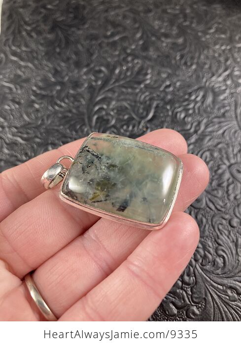 Natural Green Prehnite with Epidote Crystal Stone Jewelry Pendant - #uorzLdKrYf4-5