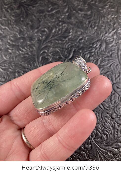 Natural Green Prehnite with Epidote Crystal Stone Jewelry Pendant - #vKLyKd8K8Y4-4