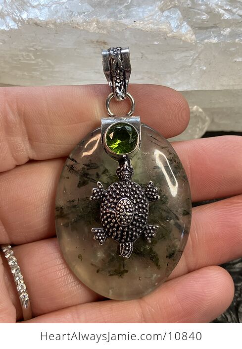 Natural Green Prehnite with Epidote Turtle Crystal Stone Jewelry Pendant - #lnIGVvhhcRk-2