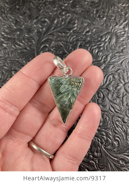 Natural Green Seraphinite Crystal Stone Jewelry Pendant - #k6m1VhPHw2M-1