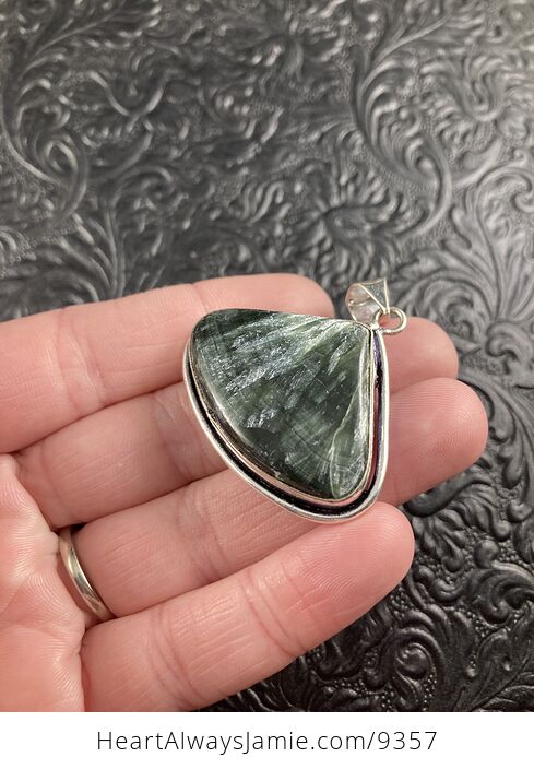 Natural Green Seraphinite Crystal Stone Jewelry Pendant - #wtImaFTiSuA-4