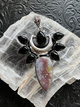 Natural Jasper and Black Onyx Mustic Lunar Crystal Stone Jewelry Pendant #6zbc0IbLRtk