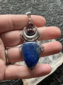 Natural Lapis Lazuli and Faceted Amethyst Witchy Mustic Lunar Crystal Stone Jewelry Pendant #fqp4X0OAQjQ