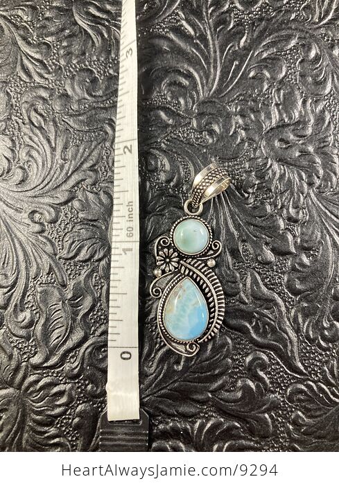 Natural Larimar and Floral Crystal Pendant Jewelry - #0c5YzmapnSg-4