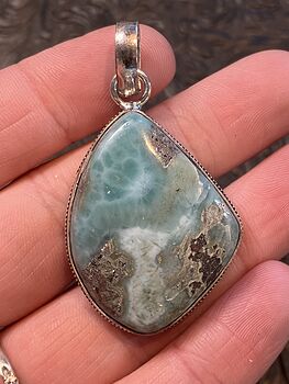 Natural Larimar Handcrafted Stone Jewelry Crystal Pendant #ouaOYv8F6YU