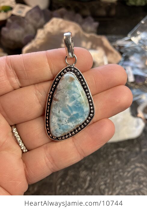 Natural Larimar Stone Jewelry Crystal Pendant - #cWi3xmto6is-1