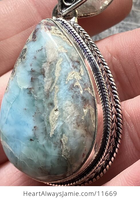 Natural Larimar Stone Jewelry Crystal Pendant - #hN6BIwmAerg-7