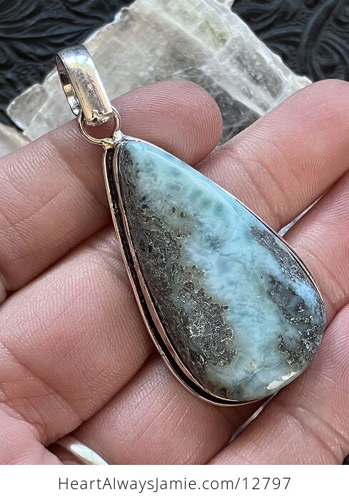 Natural Larimar Stone Jewelry Crystal Pendant - #u4NxSylXcqg-4