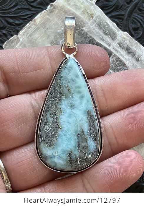 Natural Larimar Stone Jewelry Crystal Pendant - #u4NxSylXcqg-1