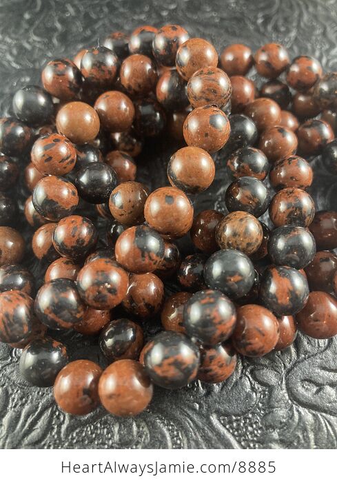 Natural Mahogany Obsidian 8mm Gemstone Crystal Jewelry Bracelet - #JlBGFJQOArE-3