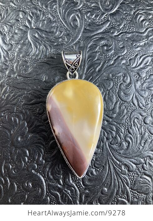 Natural Mauve and Yellow Mookaite Crystal Stone Jewelry Pendant - #LgYEMlODLhw-1