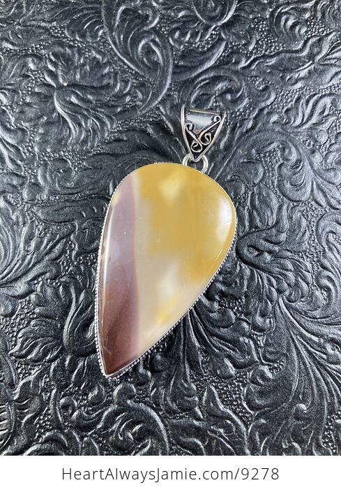 Natural Mauve and Yellow Mookaite Crystal Stone Jewelry Pendant - #LgYEMlODLhw-6