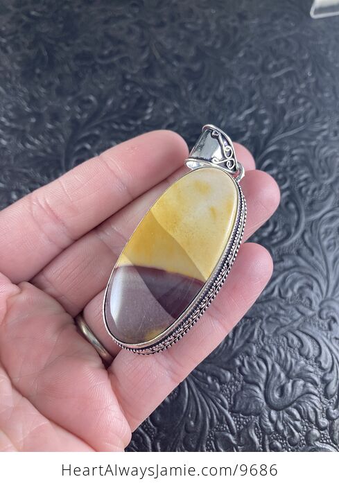 Natural Mauve and Yellow Mookaite Crystal Stone Jewelry Pendant - #fOYDC3NNWDY-4