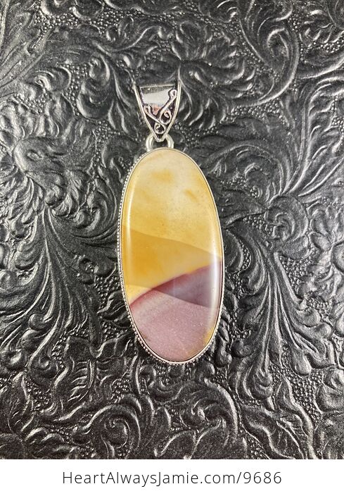 Natural Mauve and Yellow Mookaite Crystal Stone Jewelry Pendant - #fOYDC3NNWDY-1