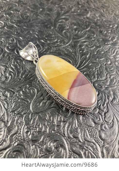Natural Mauve and Yellow Mookaite Crystal Stone Jewelry Pendant - #fOYDC3NNWDY-5