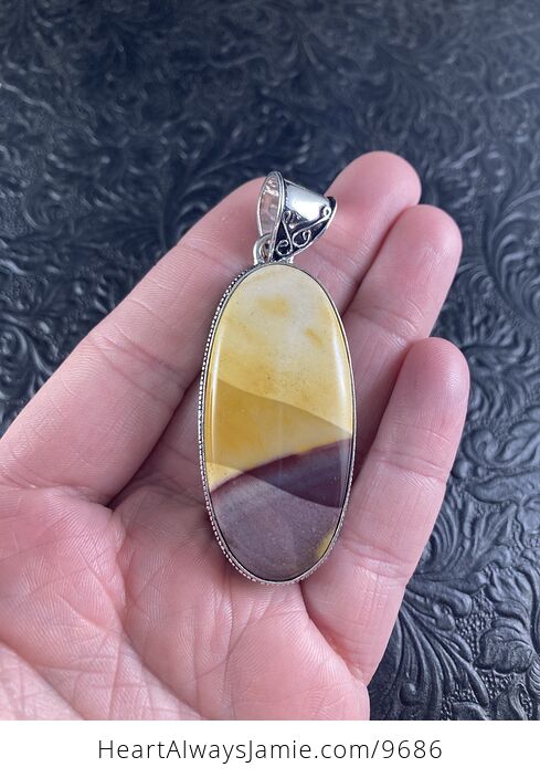 Natural Mauve and Yellow Mookaite Crystal Stone Jewelry Pendant - #fOYDC3NNWDY-2