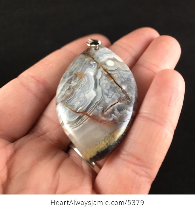 Natural Mexican Crazy Lace Agate Stone Jewelry Pendant - #JoqgwDkvU8o-2