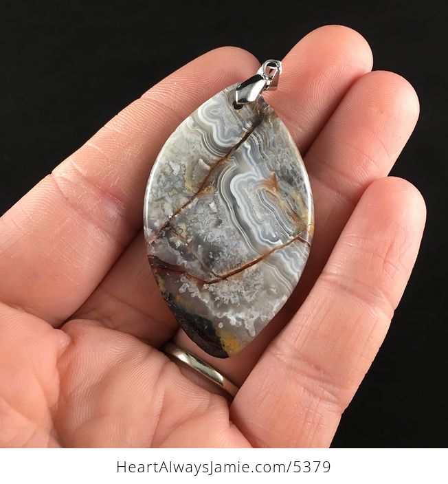 Natural Mexican Crazy Lace Agate Stone Jewelry Pendant - #JoqgwDkvU8o-6